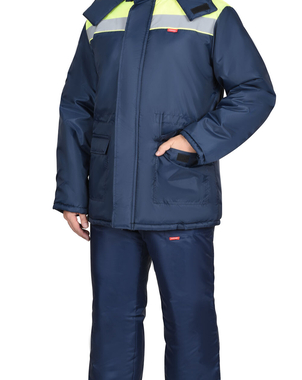 Куртка СИРИУС-БРИГАДИР темно-синяя с неоновым и СОП