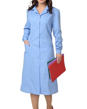 Халат медицинский женский, с рельефами, голубой
