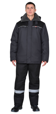 Куртка МАСТЕР-М цвет т-серый со СВ кантом, с мех. воротником