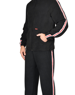 Куртка флисовая черная с лампасной лентой