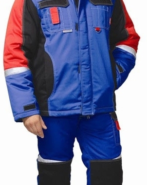 Костюм ФАВОРИТ-МЕГА (Формула) утеплённый, куртка короткая с п/к, цв.василёк/черн/красн. и СОП